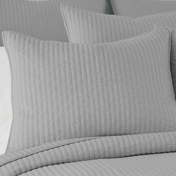 Levtex Home Cross Stitch 3 Piece Gray King Quilt Set NWT - Picture 3 of 9